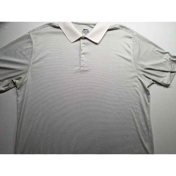 Slazenger Golf Polo Men Size 2XL XXL White With Black Stripes Polyester Cool - Picture 1 of 6